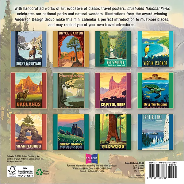 Sellers Publishing National Parks 2027 minikalender poster