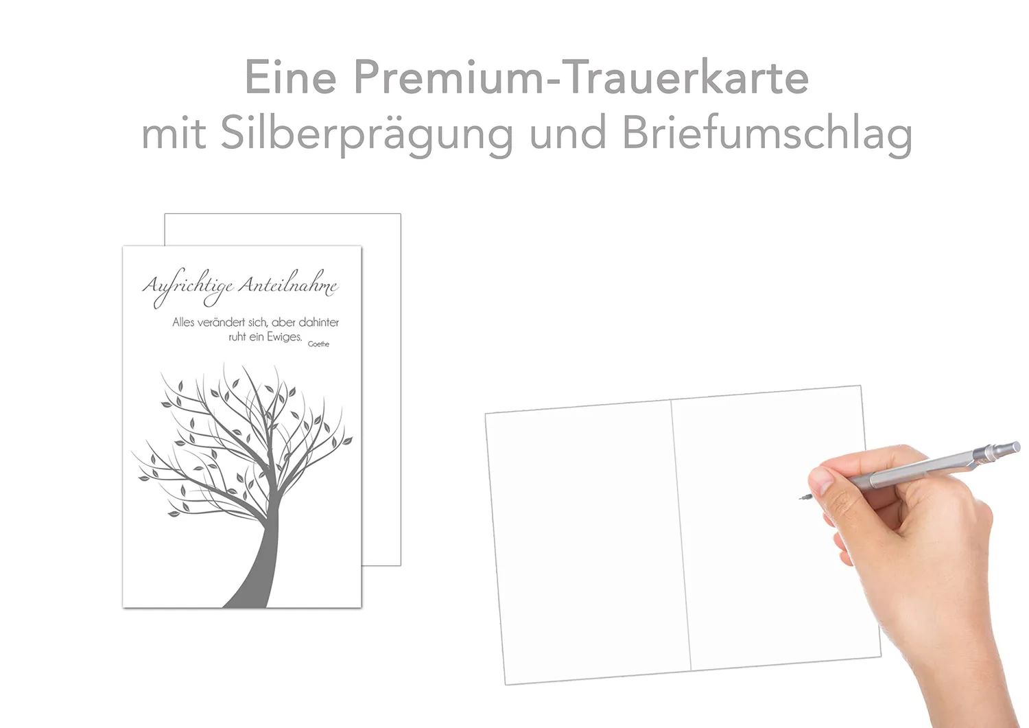 Edition Seidel Premium T879 rouwkaart boom zilver met envelop