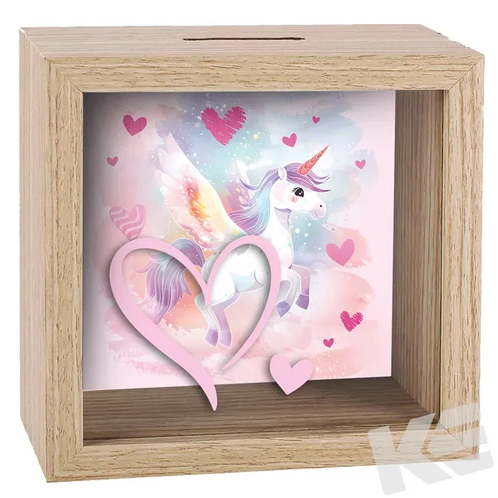 Kurt Eulzer 01-0325 spaarpot eenhoorn hout 11x11 cm