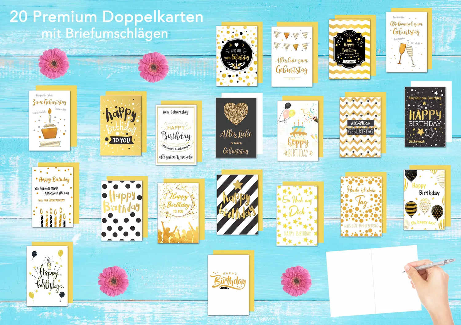 Edition Seidel 20532 verjaardagskaarten set 20 stuks envelop